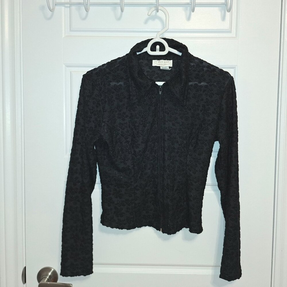 Vintage C'est Bon Sheer Black blouse top Made in USA
